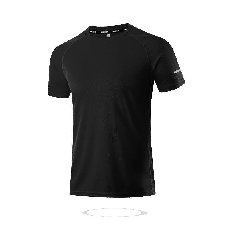 Solid Color Polyester T Shirts Men Clothing Gym Clothing Slim Fit Athletic Wear Camiseta Casual T-Shirt Running Ftness Tops Tees - Slobuy