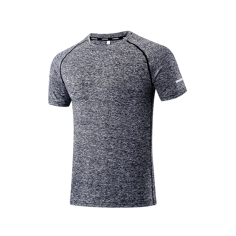 Solid Color Polyester T Shirts Men Clothing Gym Clothing Slim Fit Athletic Wear Camiseta Casual T-Shirt Running Ftness Tops Tees - Slobuy