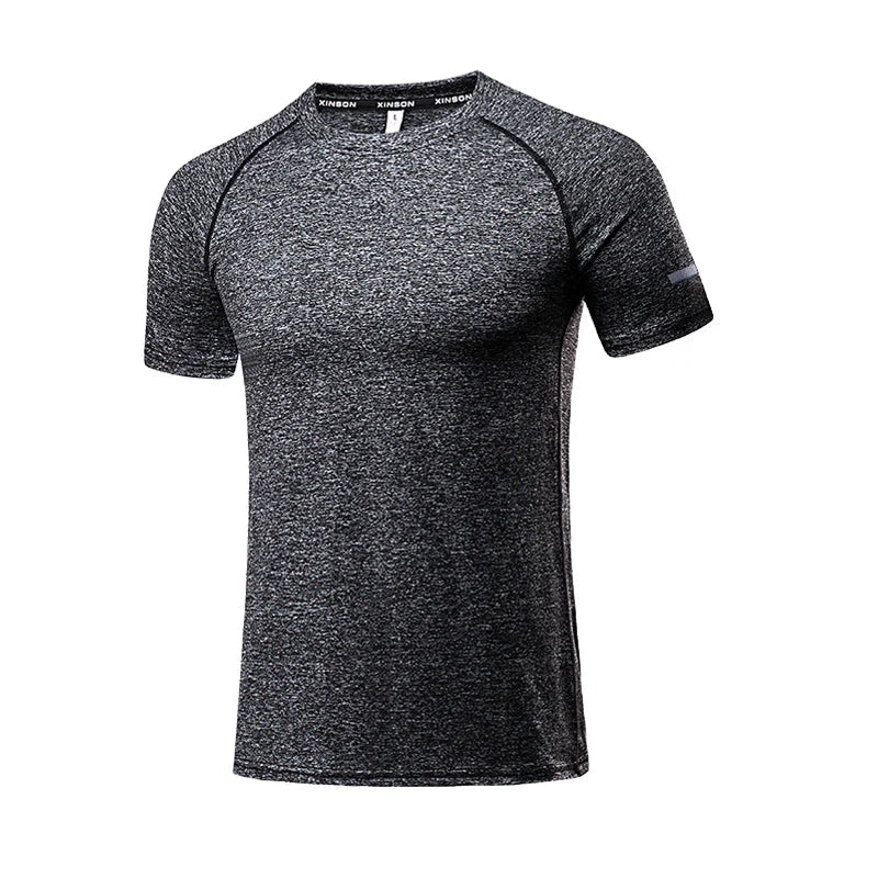 Solid Color Polyester T Shirts Men Clothing Gym Clothing Slim Fit Athletic Wear Camiseta Casual T-Shirt Running Ftness Tops Tees - Slobuy