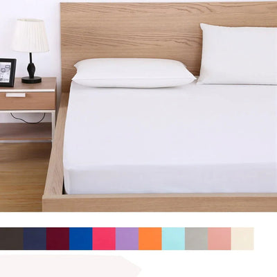 Solid Fitted Bed Sheet Mattress Protect Cover 90/140/160/180/200/220X200 With Elastic Band Sheets King Queen Double Single - Slobuy