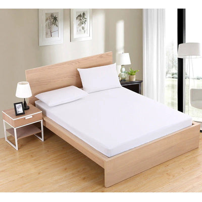 Solid Fitted Bed Sheet Mattress Protect Cover 90/140/160/180/200/220X200 With Elastic Band Sheets King Queen Double Single - Slobuy