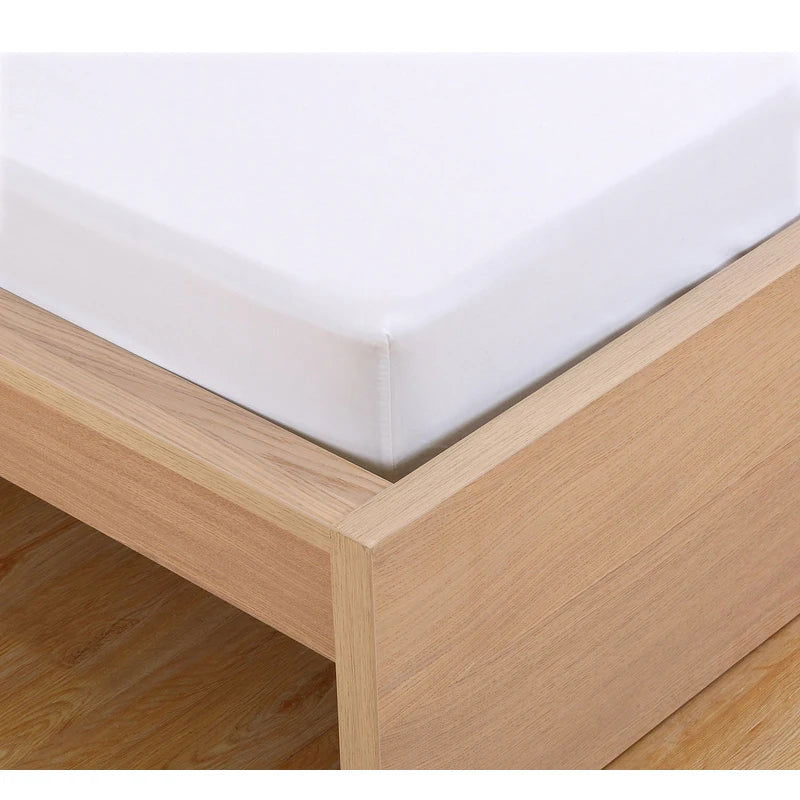 Solid Fitted Bed Sheet Mattress Protect Cover 90/140/160/180/200/220X200 With Elastic Band Sheets King Queen Double Single - Slobuy