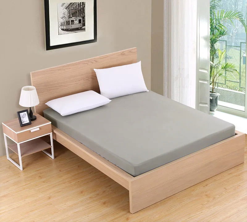 Solid Fitted Bed Sheet Mattress Protect Cover 90/140/160/180/200/220X200 With Elastic Band Sheets King Queen Double Single - Slobuy