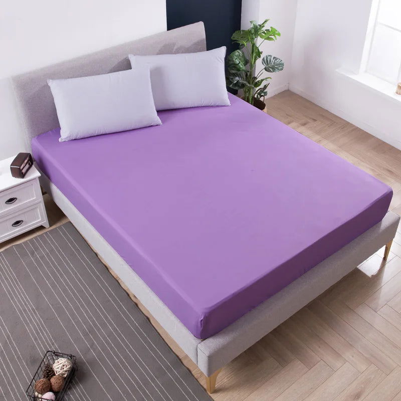 Solid Fitted Bed Sheet Mattress Protect Cover 90/140/160/180/200/220X200 With Elastic Band Sheets King Queen Double Single - Slobuy