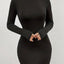 Solid Mock Neck Bodycon Dress, Long Sleeve Party Wear Dress, Women's Clothing - Slobuy