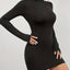 Solid Mock Neck Bodycon Dress, Long Sleeve Party Wear Dress, Women's Clothing - Slobuy