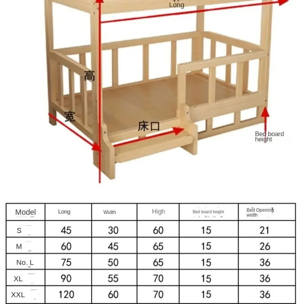 Solid Wood Dog Cat Kennel Smooth Polished Teddy Dogs Kennel  Luxury Durable Eco-Friendly Large Wooden Pet House Wooden Puppy Bed - Slobuy