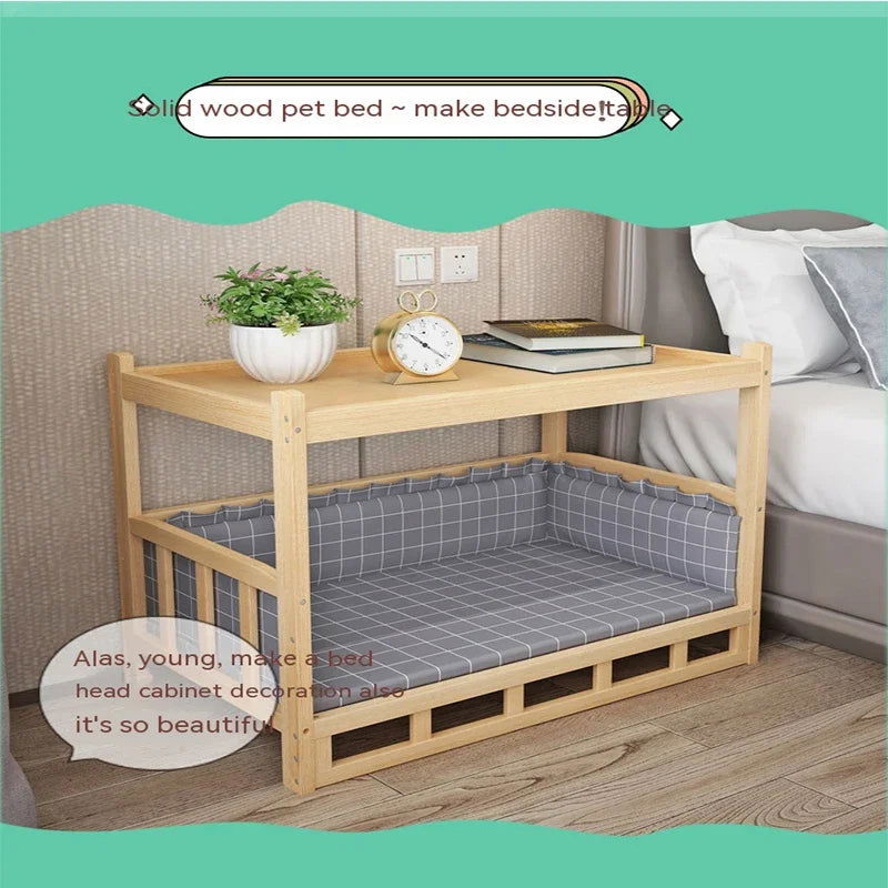 Solid Wood Dog Cat Kennel Smooth Polished Teddy Dogs Kennel  Luxury Durable Eco-Friendly Large Wooden Pet House Wooden Puppy Bed - Slobuy