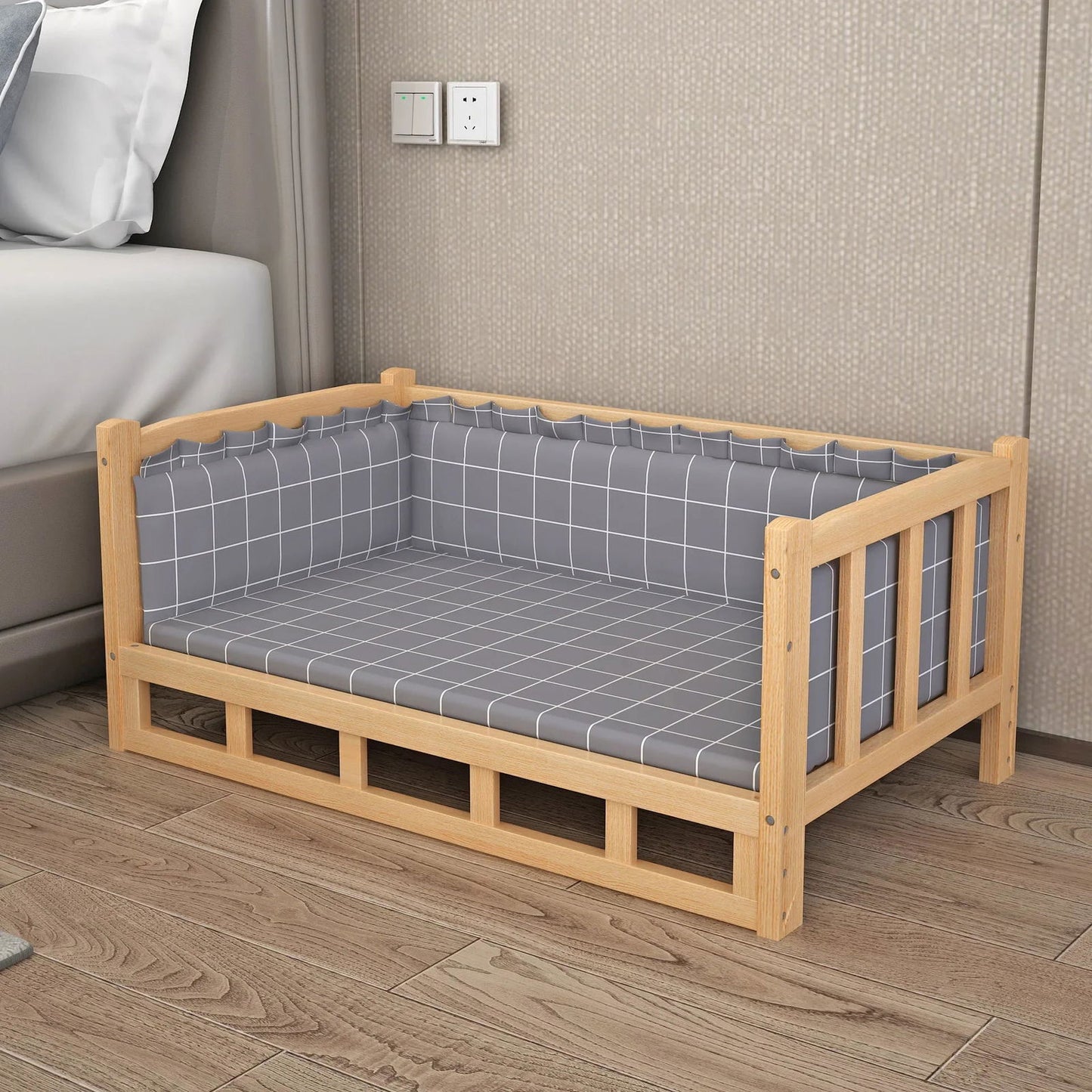 Solid Wood Dog Cat Kennel Smooth Polished Teddy Dogs Kennel  Luxury Durable Eco-Friendly Large Wooden Pet House Wooden Puppy Bed - Slobuy