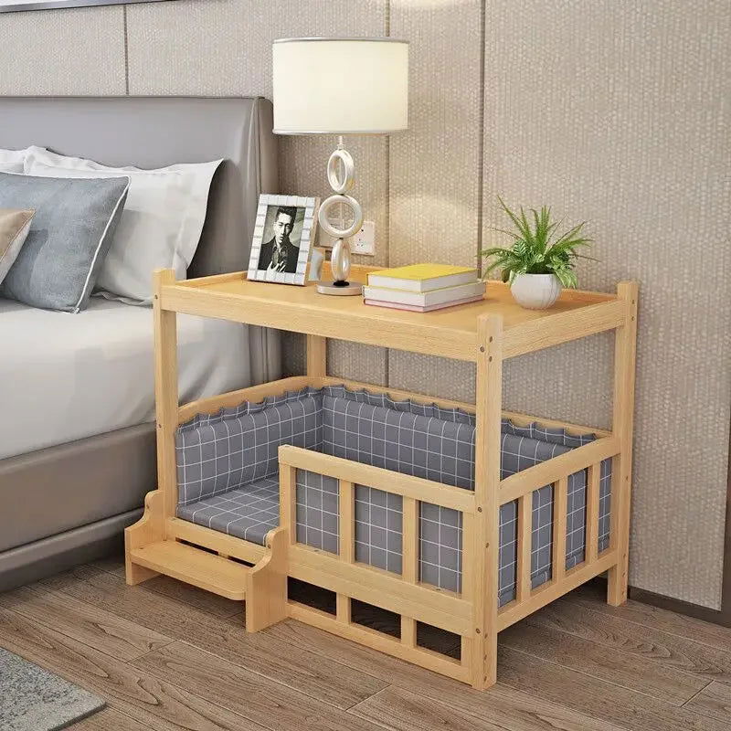 Solid Wood Dog Cat Kennel Smooth Polished Teddy Dogs Kennel  Luxury Durable Eco-Friendly Large Wooden Pet House Wooden Puppy Bed - Slobuy