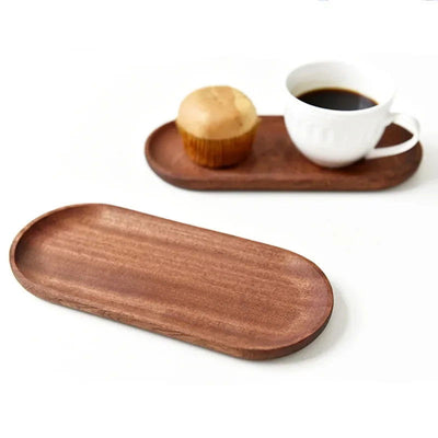 Solid Wood Serving Tray Oval Tea Tray Decorative Wood Plate Fruit Tray Vegetable Platter Home Bread Dessert Cake Plate Tableware - Slobuy