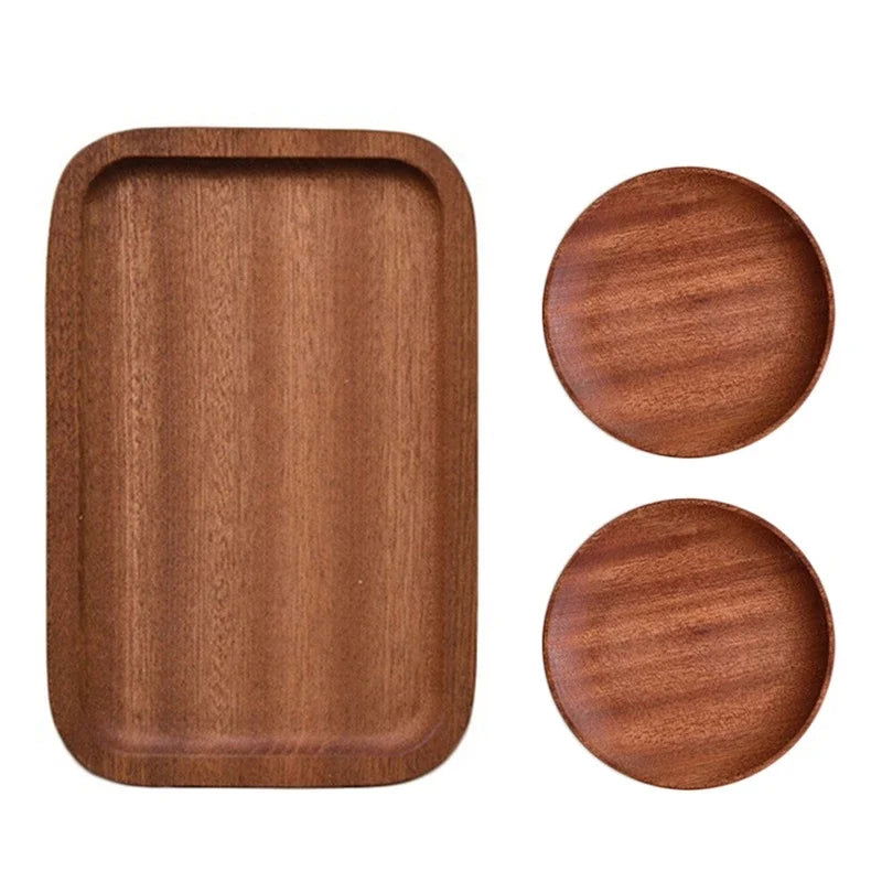 Solid Wood Serving Tray Oval Tea Tray Decorative Wood Plate Fruit Tray Vegetable Platter Home Bread Dessert Cake Plate Tableware - Slobuy