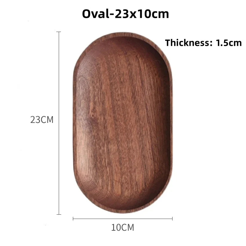 Solid Wood Serving Tray Oval Tea Tray Decorative Wood Plate Fruit Tray Vegetable Platter Home Bread Dessert Cake Plate Tableware - Slobuy