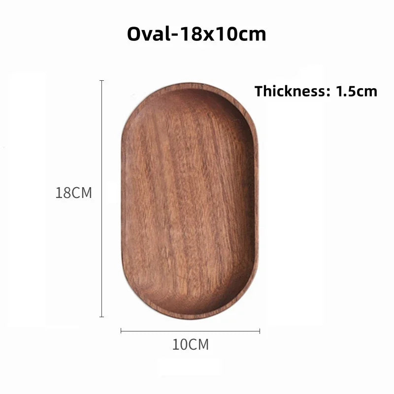 Solid Wood Serving Tray Oval Tea Tray Decorative Wood Plate Fruit Tray Vegetable Platter Home Bread Dessert Cake Plate Tableware - Slobuy