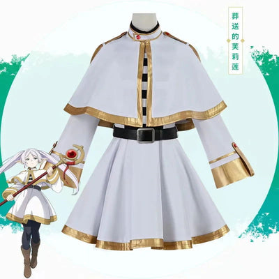 Sousou No Frieren Cosplay Costume Wig Shoes Anime Magician Dress Elf Ear Halloween Party Charistmas for Women Girls - Slobuy