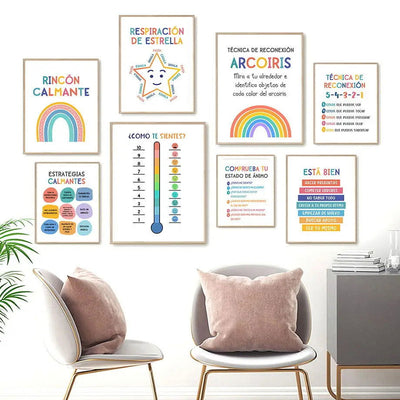 Spanish Calm Corner Posters Sign Educational Homeschool Art Canvas Painting Wall Pictures For Calming Classroom Decor Esthetic - Slobuy