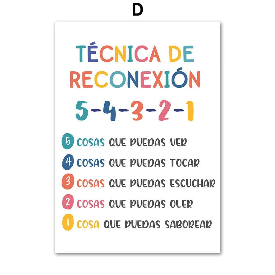 Spanish Calm Corner Posters Sign Educational Homeschool Art Canvas Painting Wall Pictures For Calming Classroom Decor Esthetic - Slobuy