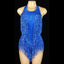 Sparkly Crystals Fringes Bodysuit Sexy Tassel Leotard Jazz Dance Costume One-piece Stage Wear Dancer Performance Show Clothing - Slobuy