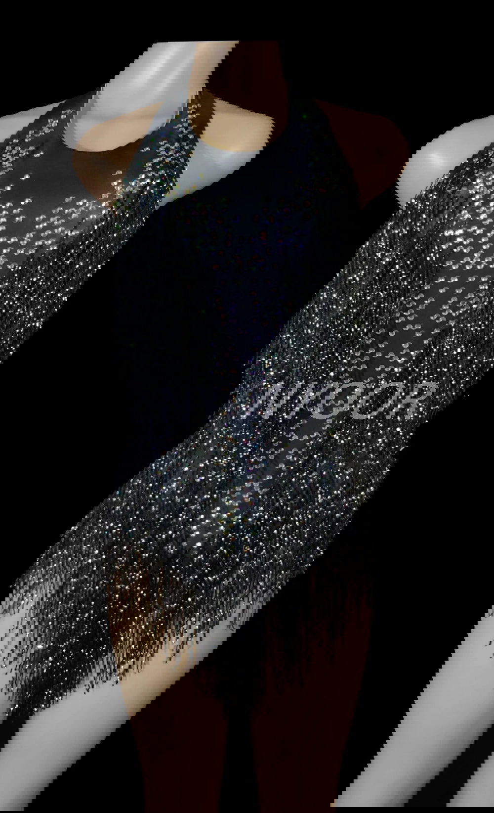 Sparkly Crystals Fringes Bodysuit Sexy Tassel Leotard Jazz Dance Costume One-piece Stage Wear Dancer Performance Show Clothing - Slobuy