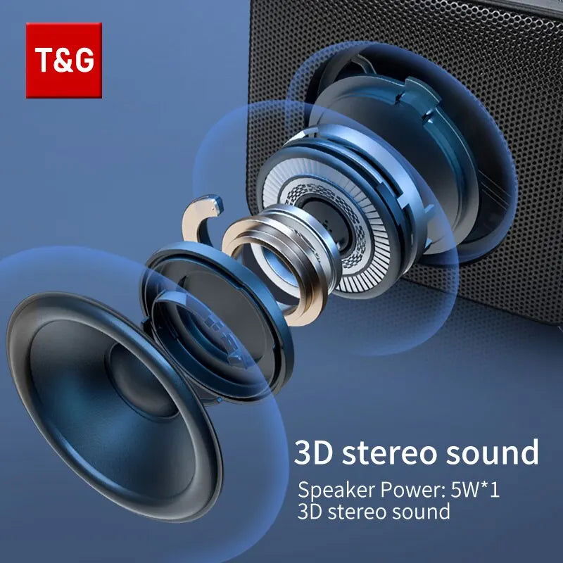 Speaker TG166 Portable Mini Wireless Bluetooth Soundbar Subwoofer Outdoor Indoor Loudspeaker Support TF Card FM Radio Waterproof - Slobuy