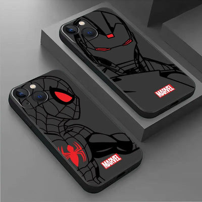 Spider Man Iron Man Venom Art Case For iPhone 15 Plus 14 13 Pro Max 12 Mini 11 X XS XR 7 8 8Plus Black Soft Phone Coque - Slobuy