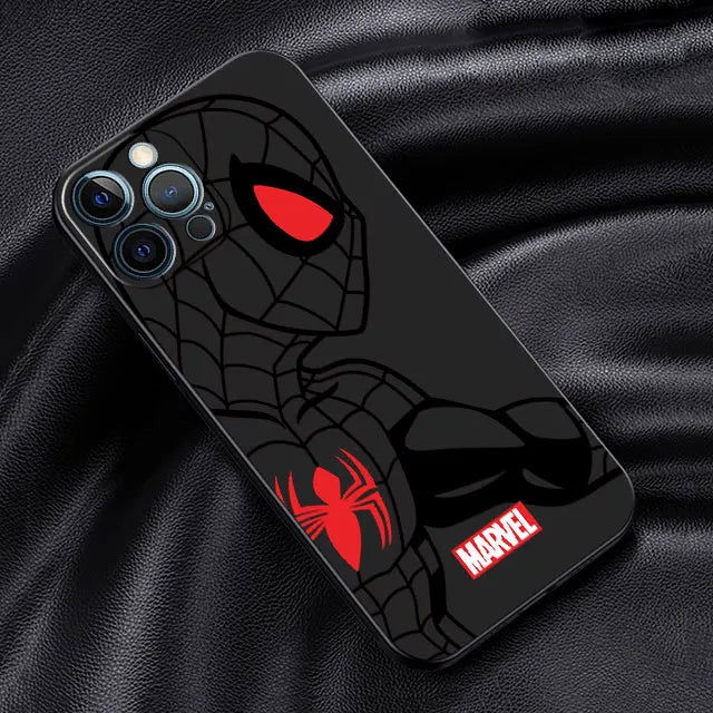 Spider Man Iron Man Venom Art Case For iPhone 15 Plus 14 13 Pro Max 12 Mini 11 X XS XR 7 8 8Plus Black Soft Phone Coque - Slobuy