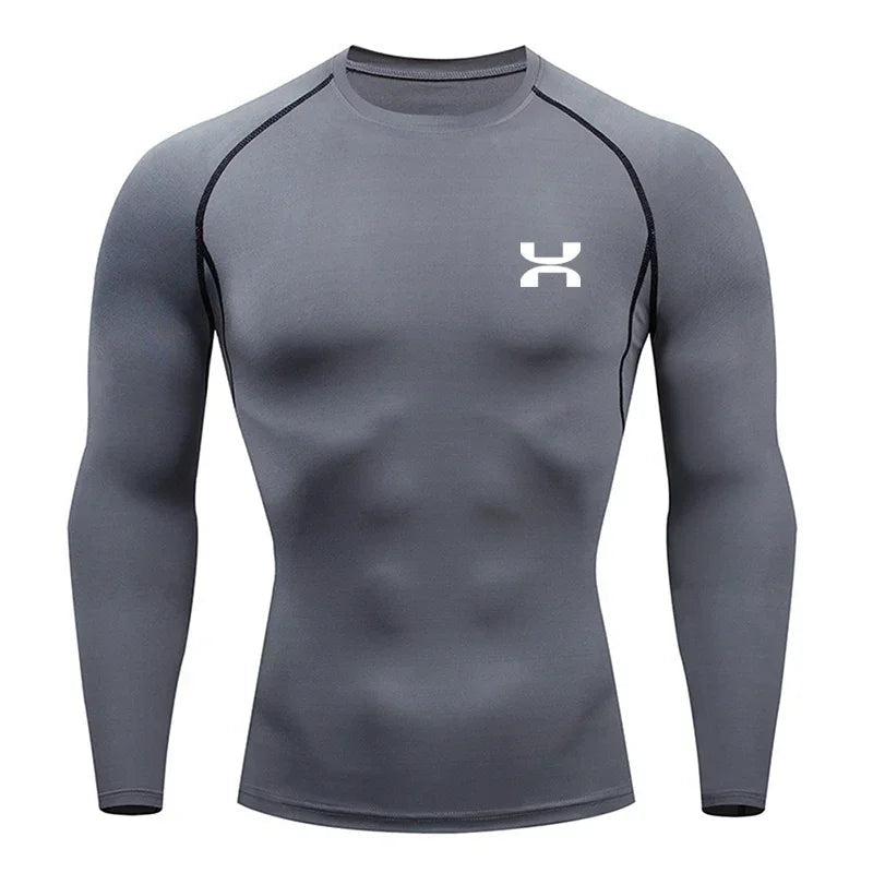 Sports Top Quick Dry Men's Compression Shirt Long Sleeve Second Skin Gym Workout Short Fitness Running T-Shirt Men Wear - Slobuy