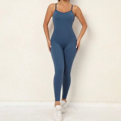 Sporty Jumpsuit Woman Fitness Overalls 2024 Yoga Clothes Women Sportswear Gym Clothing Sport Outfit Set Suit for Fitness Blue - Slobuy