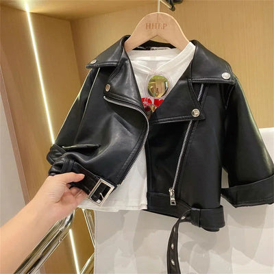 Spring Autumn Boys Leather Jackets For 2-8 Years 2023 New Classics Handsome Baby Boy Pu Outerwear Kids Clothing Zipper Fly Coats - Slobuy