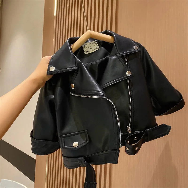 Spring Autumn Boys Leather Jackets For 2-8 Years 2023 New Classics Handsome Baby Boy Pu Outerwear Kids Clothing Zipper Fly Coats - Slobuy