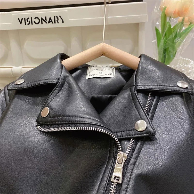 Spring Autumn Boys Leather Jackets For 2-8 Years 2023 New Classics Handsome Baby Boy Pu Outerwear Kids Clothing Zipper Fly Coats - Slobuy