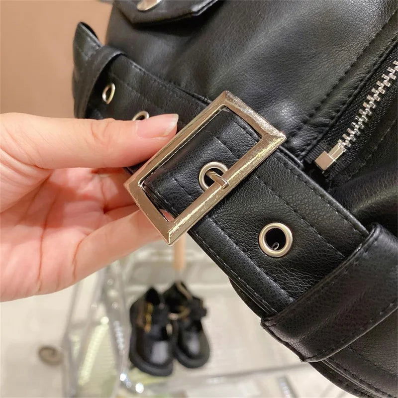 Spring Autumn Boys Leather Jackets For 2-8 Years 2023 New Classics Handsome Baby Boy Pu Outerwear Kids Clothing Zipper Fly Coats - Slobuy