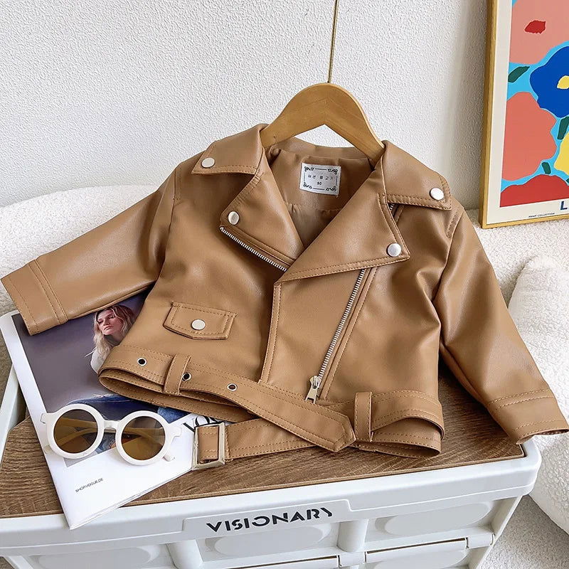Spring Autumn Boys Leather Jackets For 2-8 Years 2023 New Classics Handsome Baby Boy Pu Outerwear Kids Clothing Zipper Fly Coats - Slobuy