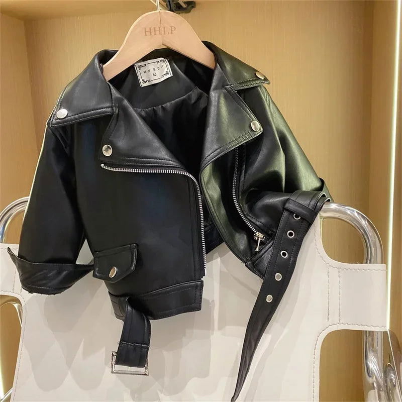 Spring Autumn Boys Leather Jackets For 2-8 Years 2023 New Classics Handsome Baby Boy Pu Outerwear Kids Clothing Zipper Fly Coats - Slobuy