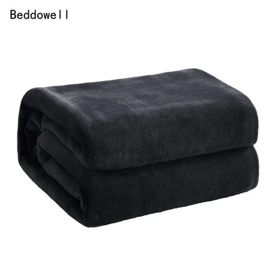 Spring Winter Winter Flannel Blanket Fluffy Warm Soft Sofa Cover Bedspread Solid Blue Black Coral Fleece Plush Blankets For Beds - Slobuy