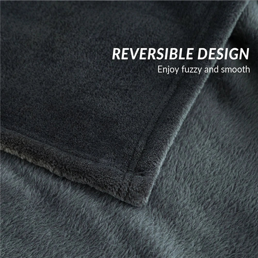 Spring Winter Winter Flannel Blanket Fluffy Warm Soft Sofa Cover Bedspread Solid Blue Black Coral Fleece Plush Blankets For Beds - Slobuy