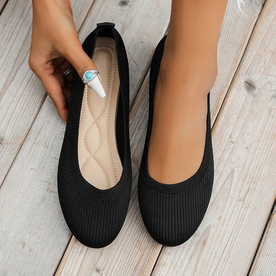 Spring and Autumn 2023 New Outwear Solid Color Oversized Shallow Cut Shoes Women's Knitted Comfort Flat Shoes Women - Slobuy