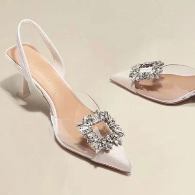 Spring and Autumn Fashion New Sexy Banquet Comfortable Crystal Transparent Solid Color Pointed Toe Women's High Heels - Slobuy