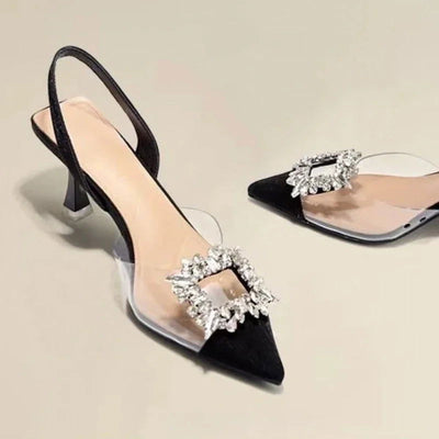 Spring and Autumn Fashion New Sexy Banquet Comfortable Crystal Transparent Solid Color Pointed Toe Women's High Heels - Slobuy