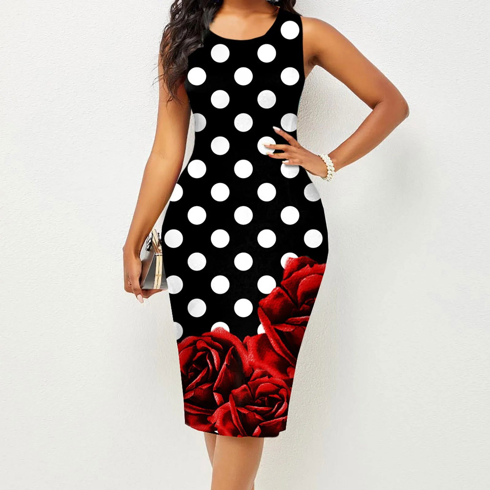 Spring and Summer New Fashion Women's Sleeveless Wrapped Hip Print Dress Women's Clothing - Slobuy