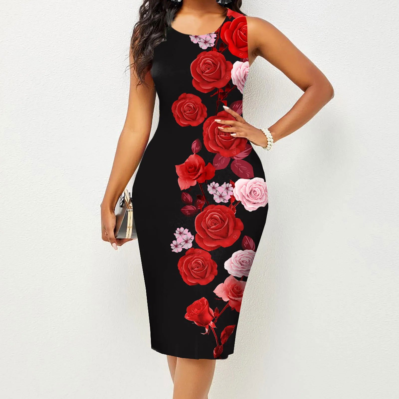 Spring and Summer New Fashion Women's Sleeveless Wrapped Hip Print Dress Women's Clothing - Slobuy
