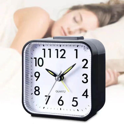Square Analog Display Home Decor Bedroom Night Light Alarm Clock Daily Non Ticking Battery Operated Alarm Clock Small Night Lamp - Slobuy