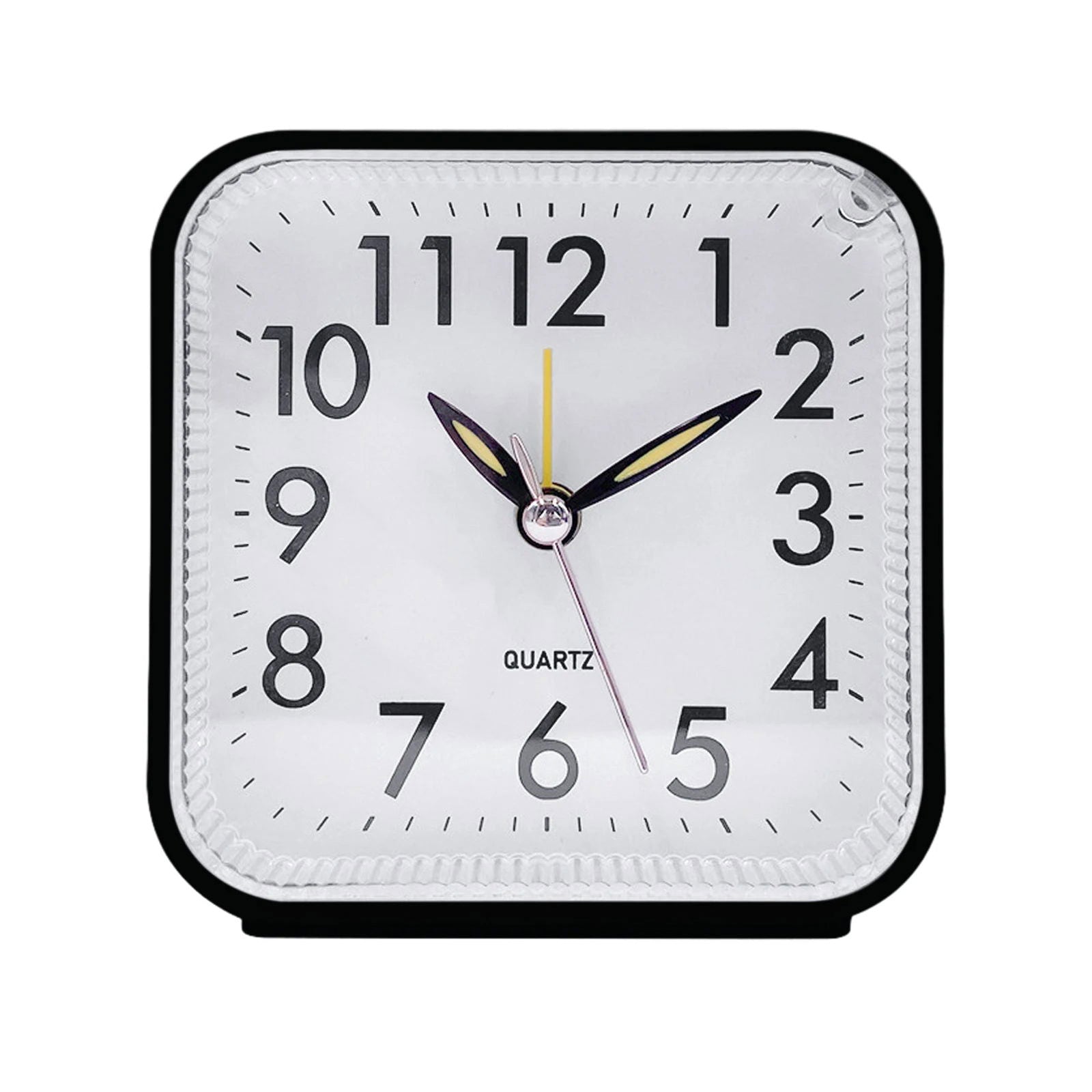 Square Analog Display Home Decor Bedroom Night Light Alarm Clock Daily Non Ticking Battery Operated Alarm Clock Small Night Lamp - Slobuy