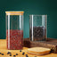 Square Glass Storage Jars with Bamboo Lid for Coffee Beans Grains Noodles food Storage Containers  Kitchen Organizers Storage - Slobuy