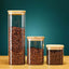 Square Glass Storage Jars with Bamboo Lid for Coffee Beans Grains Noodles food Storage Containers  Kitchen Organizers Storage - Slobuy