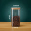 Square Glass Storage Jars with Bamboo Lid for Coffee Beans Grains Noodles food Storage Containers  Kitchen Organizers Storage - Slobuy