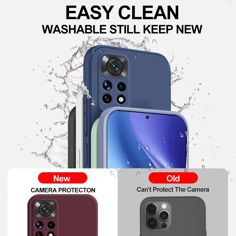 Square Liquid Silicone Phone Case For Xiaomi Redmi Note 10 12C 11 10S 11S 9 11i 12 10T 11T Poco F3 X3 M4 Pro Lite 5G Nfc Cover - Slobuy