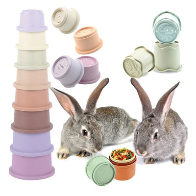 Stacking Cups Toy For Rabbits Multi-Colored Reusable Small Animals Puzzle Toys For Hiding Food Playing Bunny Accessories Pet - Slobuy