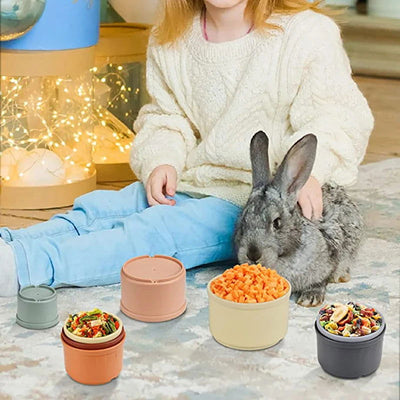 Stacking Cups Toy For Rabbits Multi-Colored Reusable Small Animals Puzzle Toys For Hiding Food Playing Bunny Accessories Pet - Slobuy