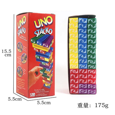 Stacko UNO Card Board Games Family Entertainment Poker Party Early Education Puzzle Stackoed Toys Playing Cards Birthday Gift - Slobuy